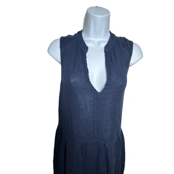 Michael Stars Daisy Gauze Tiered Crinkle midi Dress navy blue size small - Picture 3 of 8